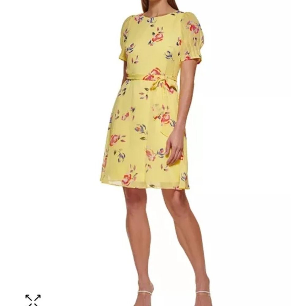 DKNY Yellow Floral Dress